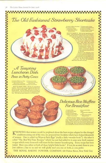 1918 Royal Baking Powder Antique Print Ad World War I Era Strawberry Shortcake