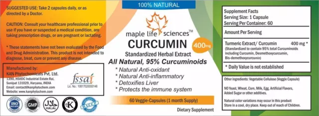 Curcumin 95% Turmeric Root Extract Pure & High Quality Curcumin CAPSULES 2