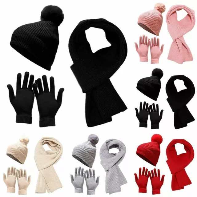 da donna Set di guanti con sciarpa e cappello Caldo Guanti per touchscreen
