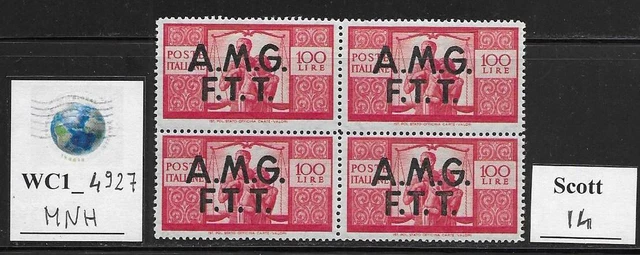 WC1_4927. TRIESTE FTT. Block 100 Lire 1947 DEMOCRATICA set. Scott 17. MNH