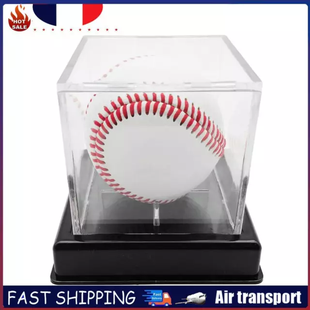 Acrylic Baseball Display Case Dustproof with Bracket for Souvenir (Black) FR