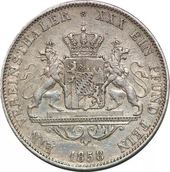T5858 Germany Vereinstaler 1858 Bayern Maximilian II Silver -> Make offer 2
