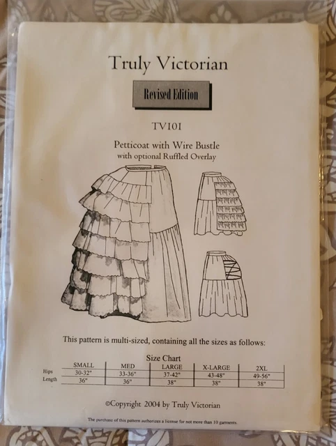 Truly Victorian Pattern TV101 Petticoat with optional Ruffled Overlay UNCUT