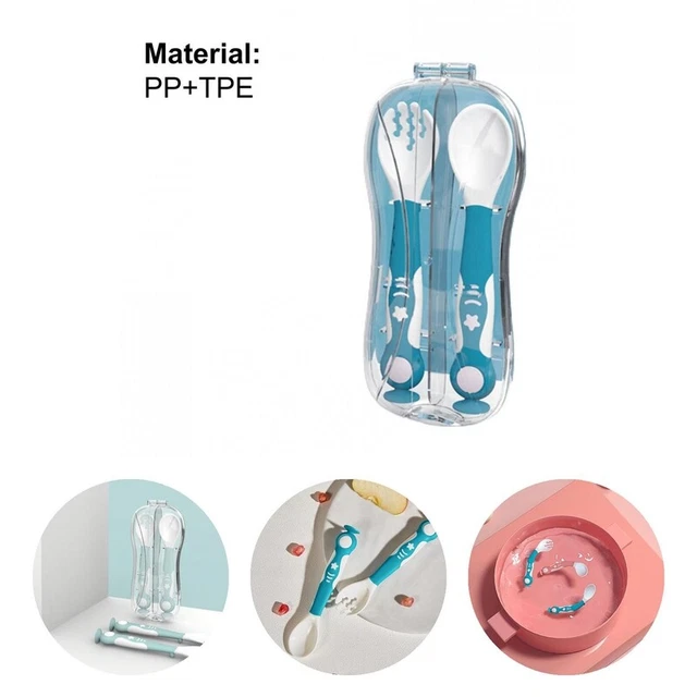 2 piezas / juego vajilla de bebé borde liso plegable bebé herramientas de aprendizaje kit