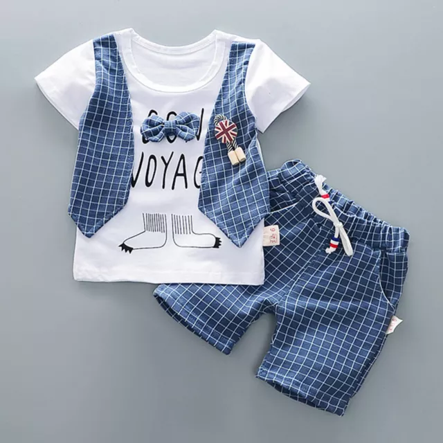 Toddler Baby Boy Outfit Gentleman Summer Clothes Birthday Party Tops Shorts Set