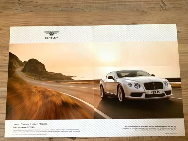 BENTLEY CONTINENTAL GT V8 S Classic ORIGINAL FRAMEABLE WALL ART CAR ADVERT