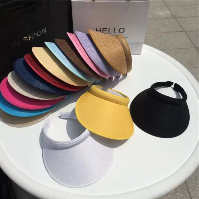 Mens Womens Visor Sun Hat Wide Brim Hat Golf Tennis Beach Adjustable Sports Caps