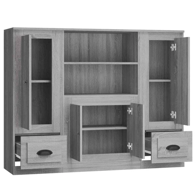 AX Credenza 3 Mobiletti 132x35.5x103.5cm Grigio Sonoma Minimalista Nuovo 3185317