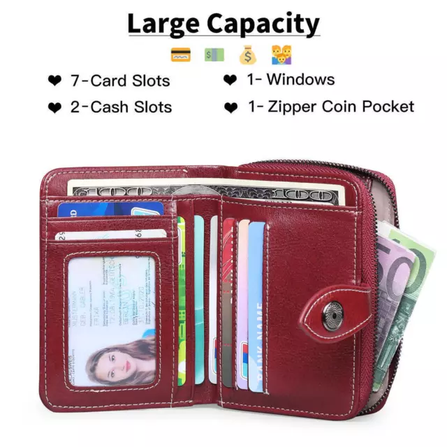 Women Small Coin Purse Card Zipper Leather Wallet Holder Mini Bag Handbag Clutch 2