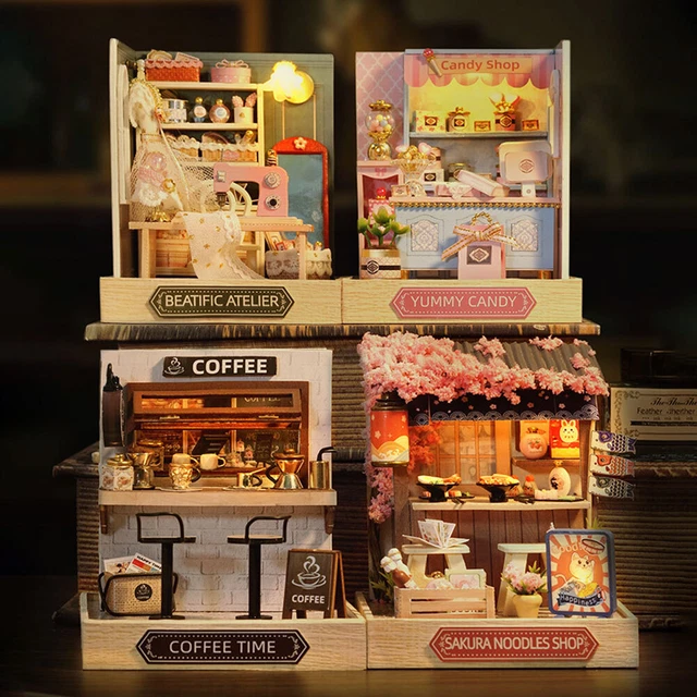 Kit Miniature Maison De Poupée Style Japonais - 3 Pièces En Bois - Échelle 1/12 - Neuf