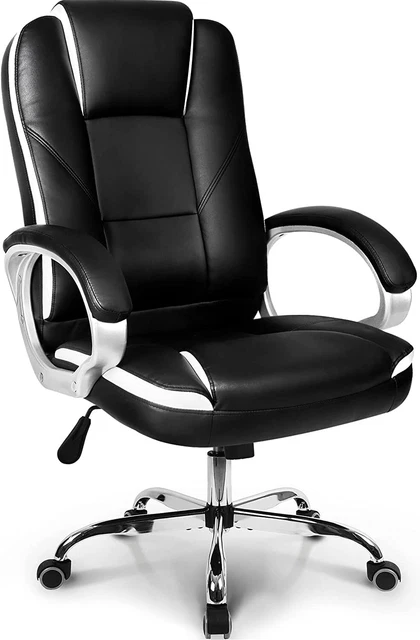 Wheels Comfortable Black Leather Racing Seat Adjustable Swivel Rolling Home Exec