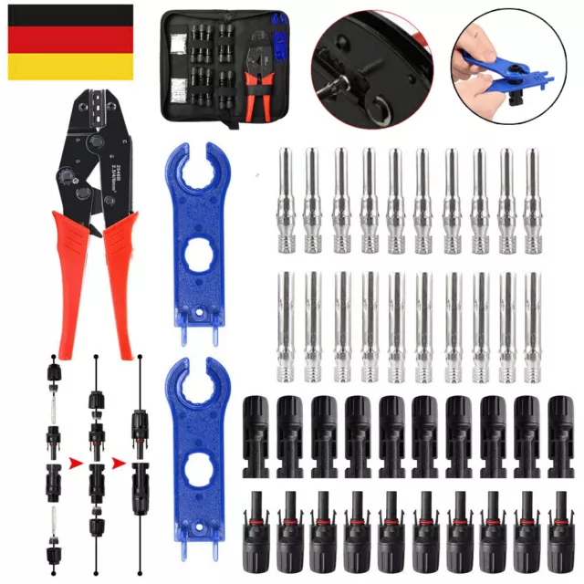 MC4 Solarstecker Crimpzange Kupplung Solaranlage Kabelverbindung Buchse 2,5-6mm²