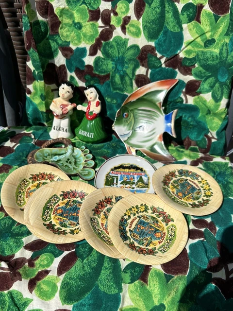 VTG 80’s Tiki Bar Decor Hawaiian Lot 11 Items Treasure Craft