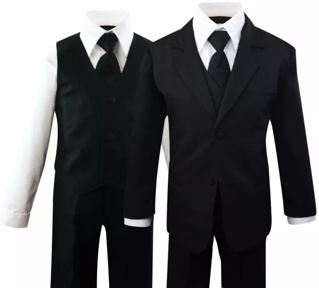 Formal Kids Toddler Boys Suit 5 pieces Set with Vest and Tie Size 2T-14