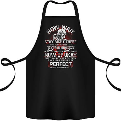 Photography Now Wait Photographer Funny Cotton Apron 100% Organic