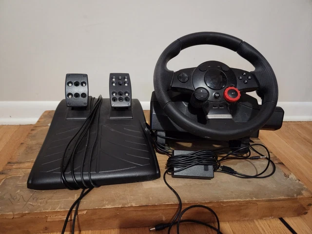 LOGITECH DRIVING FORCE GT E-X5C19 Steering Wheel w/Foot Pedals PC PS2 ...