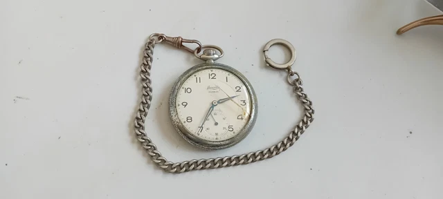 Montre Gousset Ancienne Avec Sa Chaîne - À Réviser Ou Pour Pièces, Modèle Unisexe Adulte