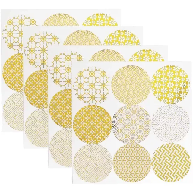 Gold Kreis aufkleber 9 Muster Verpackungs etiketten Geschenk boxen Aufkleber