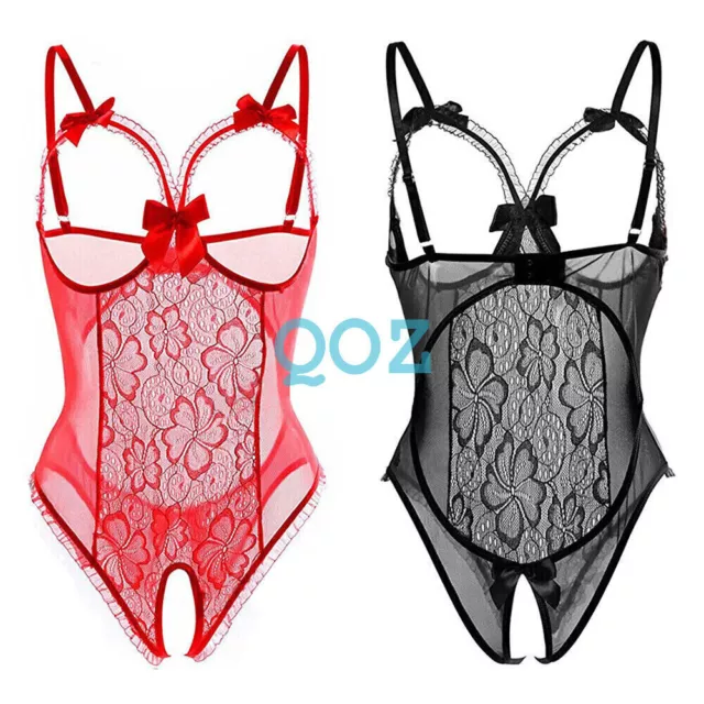 Womens Lace Bodysuit Sexy Lingerie Teddy Babydoll Sleepwear Underwear Nightwear