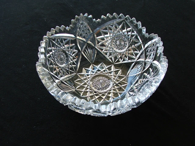 Beautiful American Brilliant Abp Cut Glass Bowl ... Heavy!!