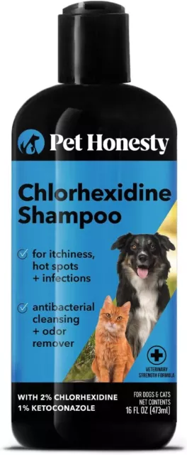 PetHonesty Chlorhexidine Shampoo - Ketoconazole & Aloe for Dogs & Cats  NEW