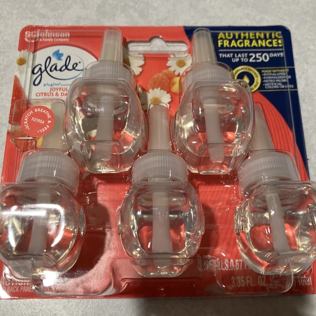 2-Glade JOYFUL CITRUS & DAISIES Plugins Scented Oil Refills 5 In Pack New Sealed