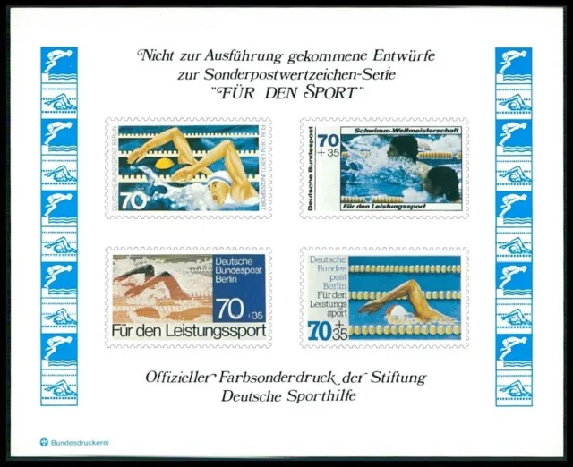 BRD SPORTHILFE 1978 ENTWÜRFE SPORT SCHWIMMEN SWIMMING DRAFTS OLYMPIA m582