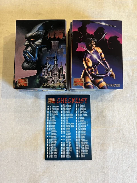 1995 Marvel Masterpieces Trading Cards COMPLETE BASE SET, #1-151 - NM/M! - Fleer