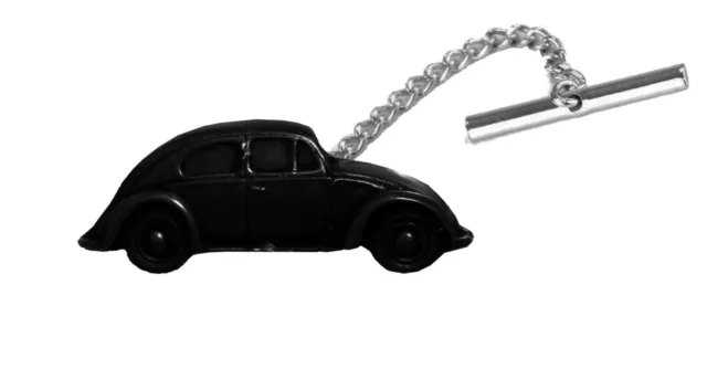 German Beetle Oval Window ref291 BLACK Classic Car design Tack Tie Pin & chain