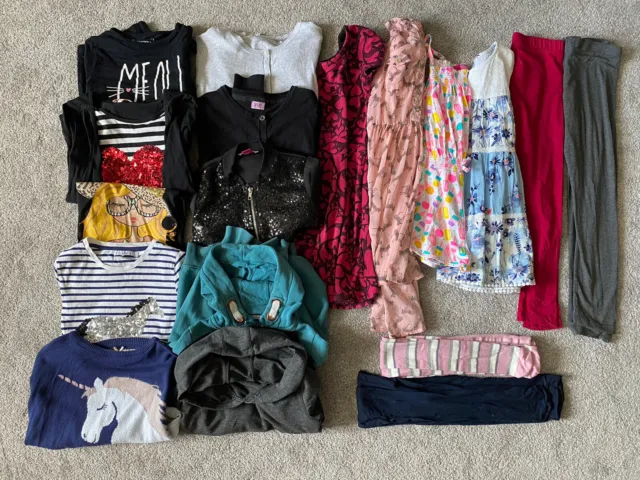 Girls Clothes Bundle 7-8 - M&S, Next, Unicorn - Hoodie, Dress, Playsuit, Jumper