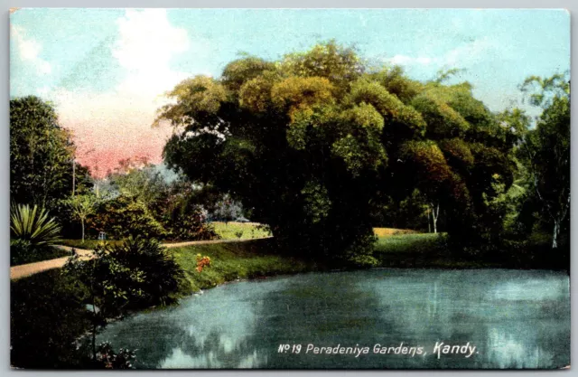 Kandy Ceylon c1910 Postcard Peradeniya Gardens Lake