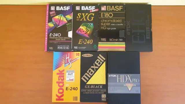 7er Set  Videokassette   BASF, TDK, Kodak, Maxwell * VHS * EHG, SXG * E-240+180