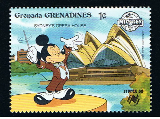 WALT DISNEY GRENADA - GRENADINES MICKEY SYDNEY 1 Francobollo 1988 nuovo