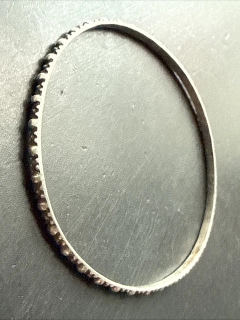 Bracelet Gourmette Jonc En Argent Massif 925 – Pierre Verte, Modèle Ancien