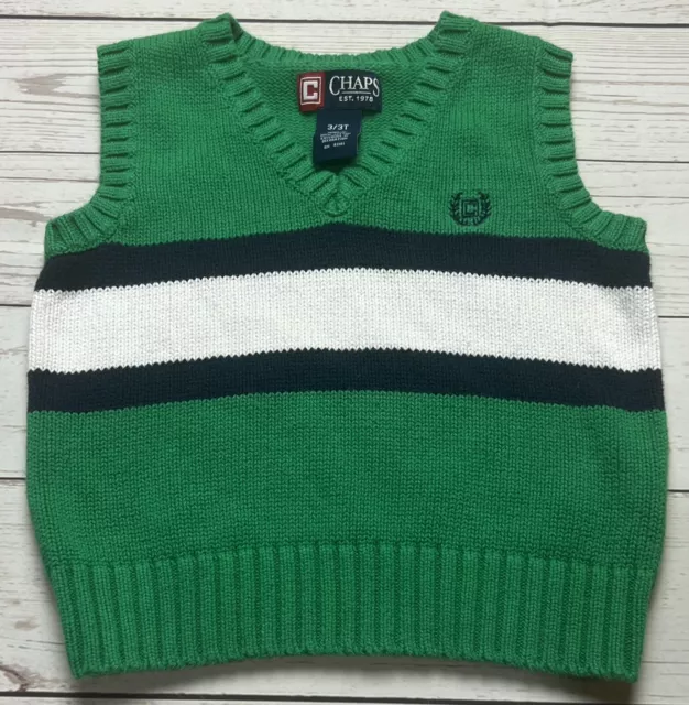 Chaps Green Striped Sweater Vest Size 3T