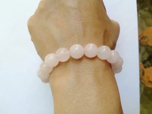 Handmade Natural Rose Quartz Lucky Stone Bangle Beads Stretchy Bracelet Gemstone