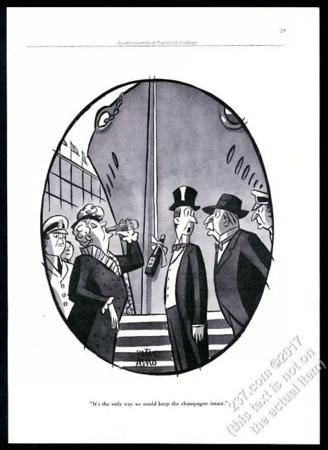1942 Pepsi Cola ship christening Peter Arno cartoon art vintage print ad