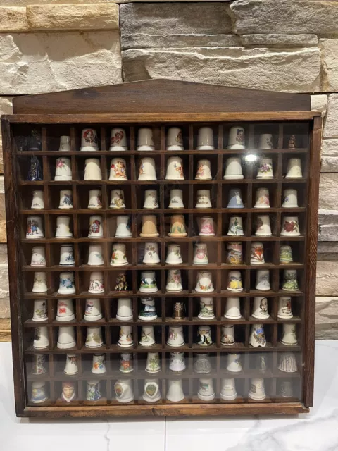 Huge Lot Of Vintage Collectible Thimbles - 100 Thimbles With Display Rack