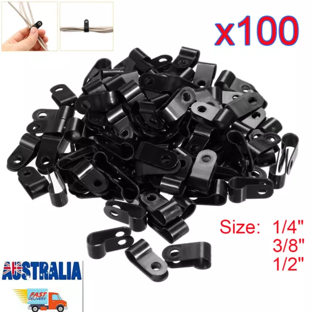 100pcs Nylon Plastic P Clips Clamps Fasteners Fittings For Cable Conduit Kit Set