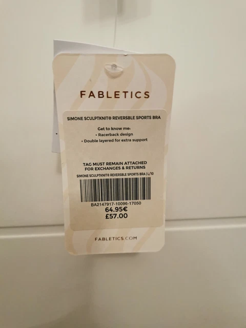 Fabletics Damen Simone Sculptknit Resversble Sport Bra Gr. L Kokosnuss/Eiswürfel 2