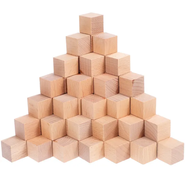 100 piezas bloques de manualidades bloques de madera sólidos rompecabezas de madera hacer bloques pequeños