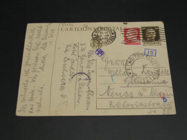 Italy 1942 censored postal card to germany *33486