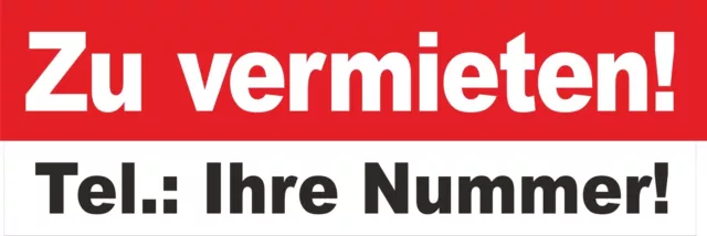 Zu vermieten! PVC-Banner mit Ösen 5 versch. Größen, mit Ihrem Eindruck! Tel. etc