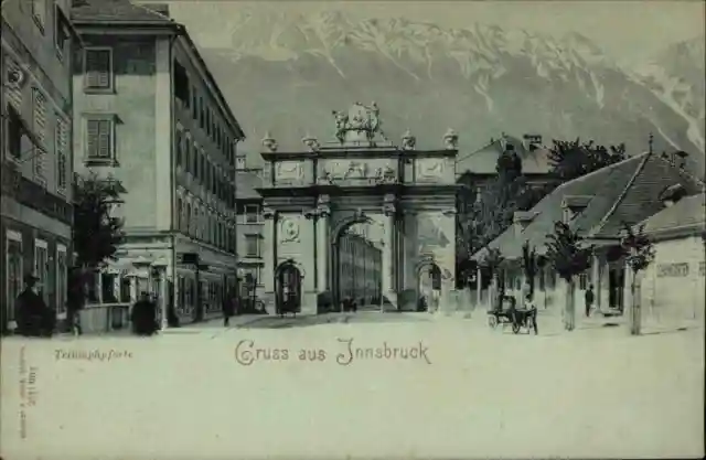 Gruss aus INNSBRUCK ~1900 Mondschein Litho-AK Correspondenz-Karte Österreich