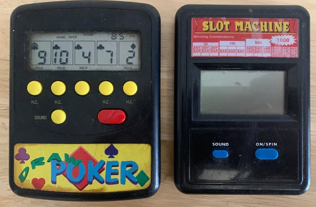 Lot 2 LCD Handheld Games Draw Poker Slot Machine RadioShack As Is