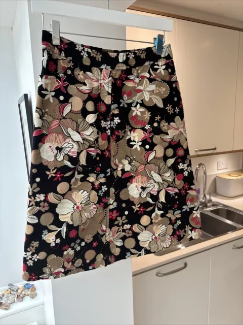 Laura Ashley - Floral Cotton Skirt - UK Size 8 - Flower Print A-Line Midi Skirt