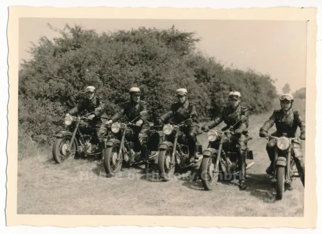 136425: Foto Polizei-Motorradstaffel, BMW-Krad, frühe Aufnahme, Lederhelme
