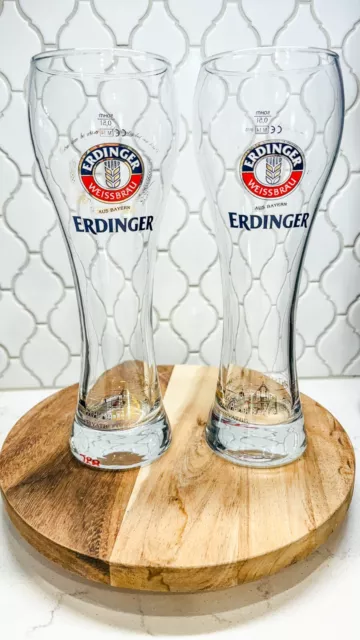 ERDINGER Weissbrau WeibBier .5L 10" German Pilsner Beer Glasses (2).