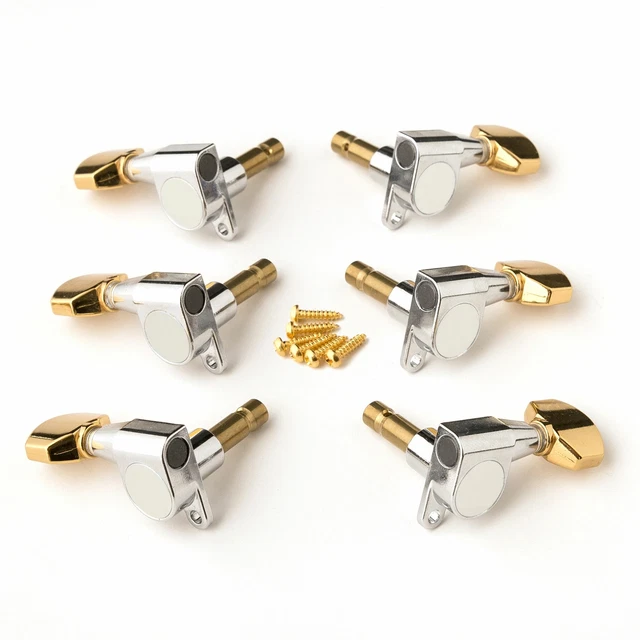 PRS Phase II Locking Tuner, (Set Of 6), Hybrid W/Gold Buttons