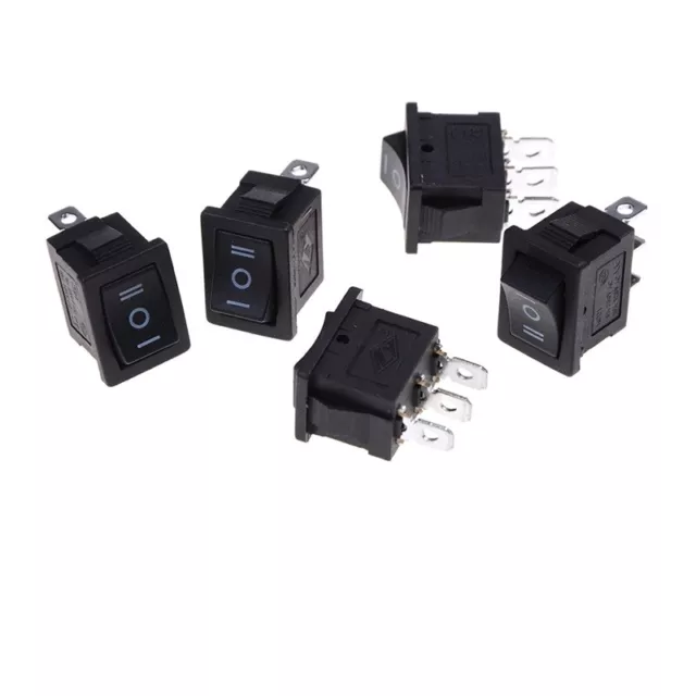 5x SPDT On/Off/On Mini Black 3 Pin Rocker Switch AC 6A/250V 10A/125Vsg QAYHUK Nm